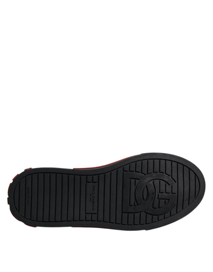 Dolce & Gabbana Red Black Leopard Cotton Men Low Top Sneakers Shoes by Dolce & Gabbana