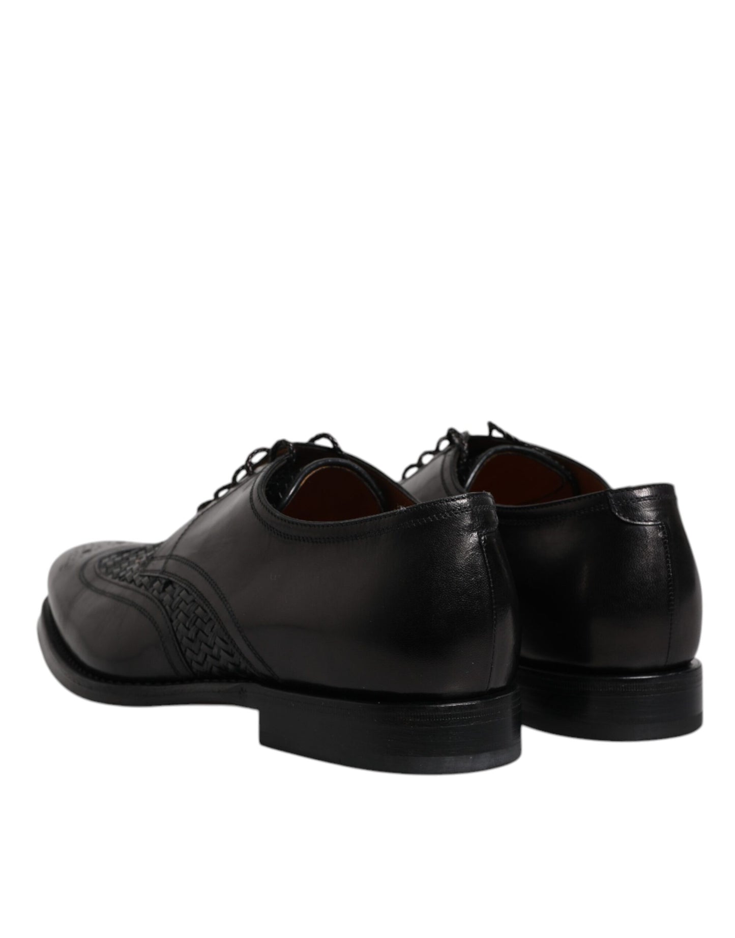 Dolce &amp; Gabbana Black Leather Derby Wingtip Lace Up Formal Dress Shoes