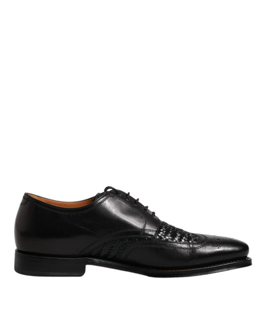Chaussures habillées à lacets et bout golf en cuir noir Dolce &amp; Gabbana