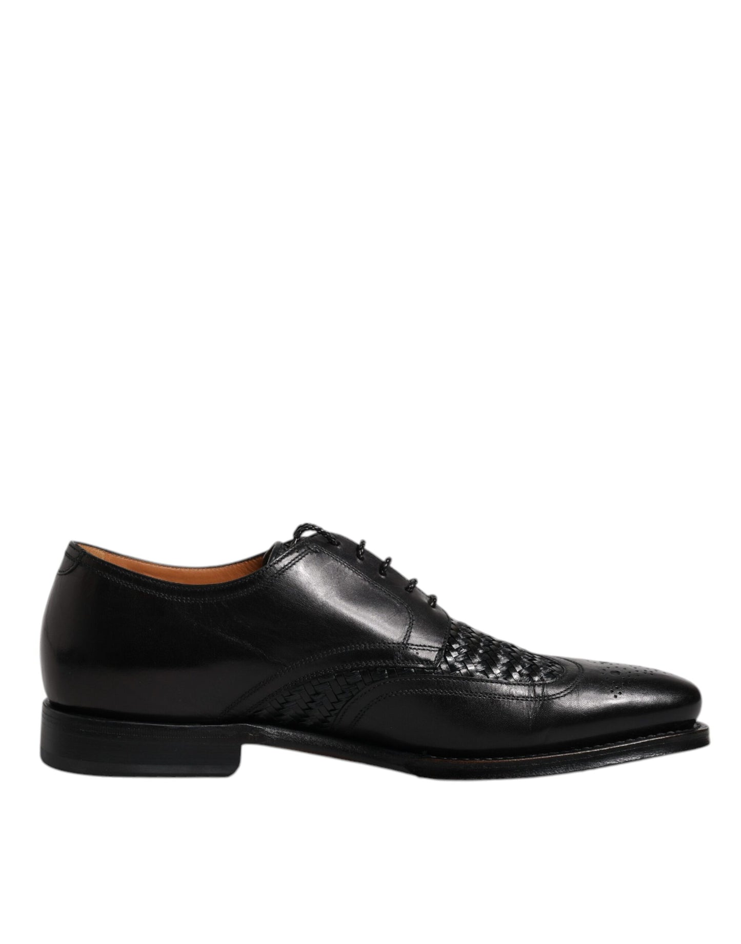 Dolce &amp; Gabbana Black Leather Derby Wingtip Lace Up Formal Dress Shoes
