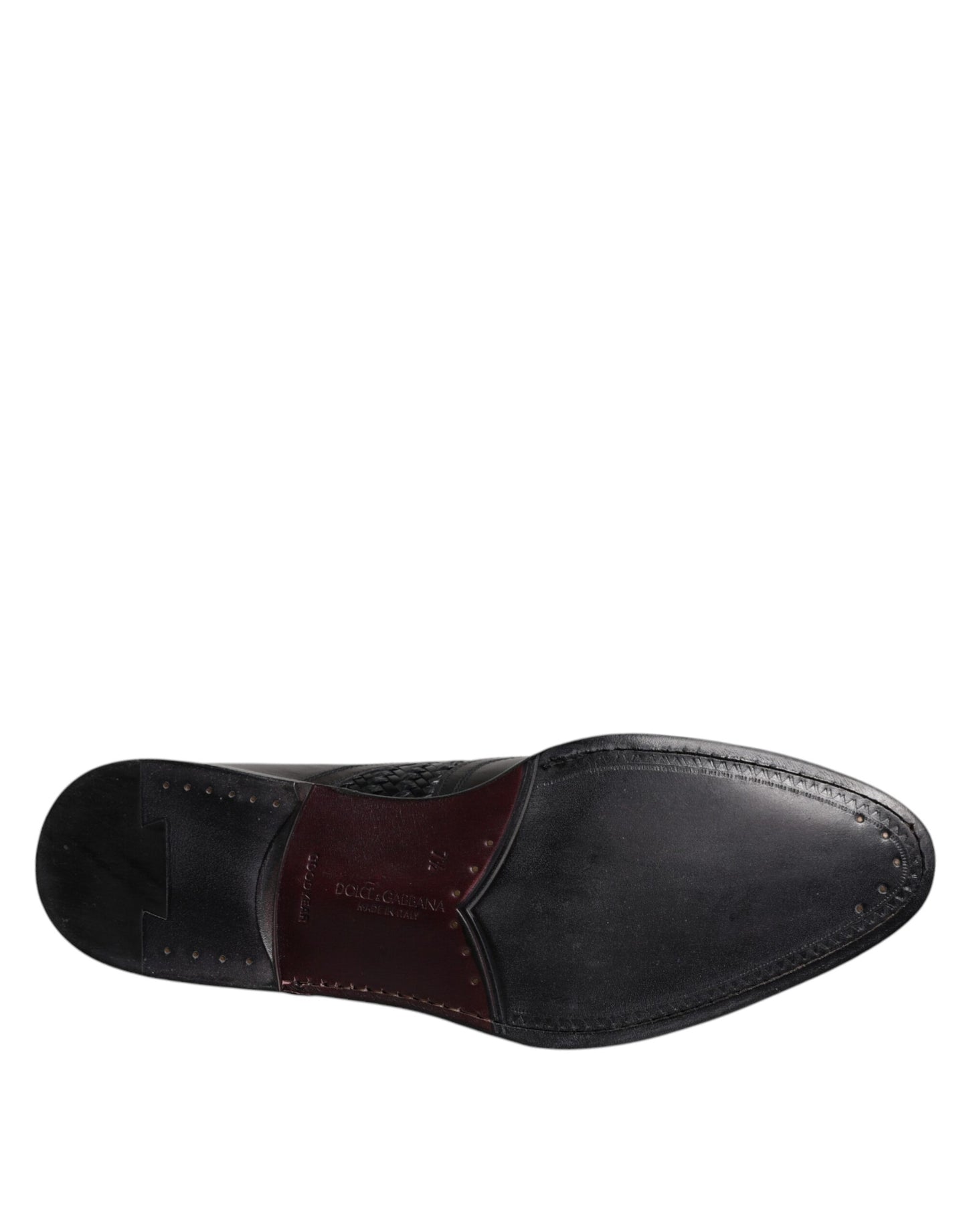 Dolce &amp; Gabbana Black Leather Derby Wingtip Lace Up Formal Dress Shoes