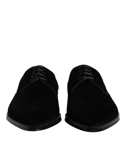 Chaussures Derby à lacets en velours et coton noir Dolce &amp; Gabbana