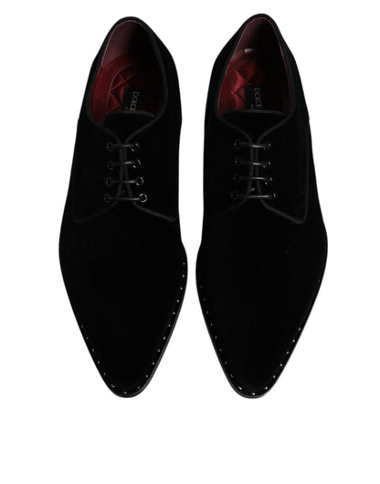 Chaussures Derby à lacets en velours et coton noir Dolce &amp; Gabbana