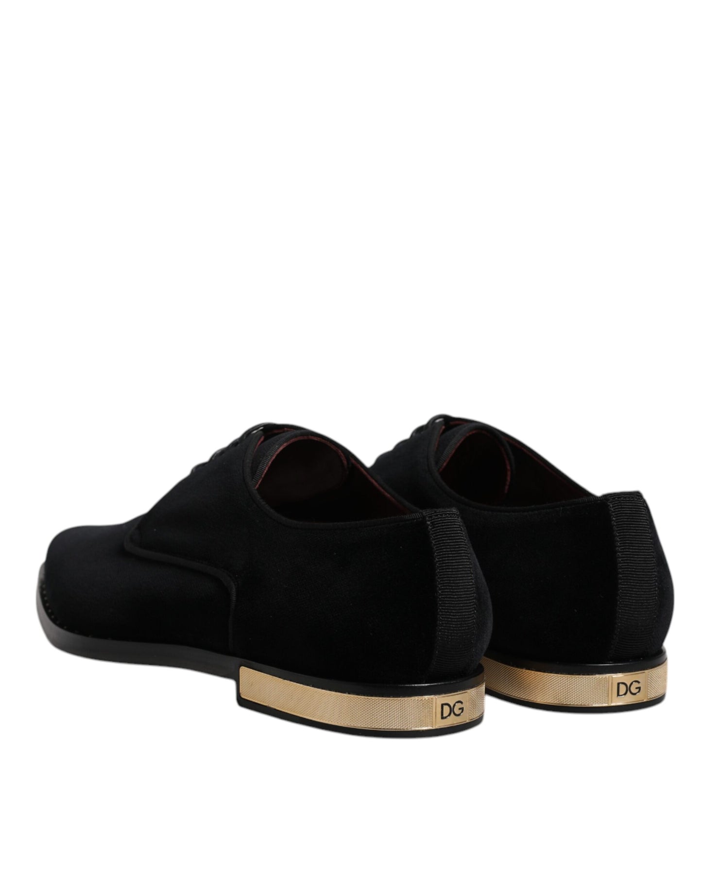 Chaussures Derby à lacets en velours et coton noir Dolce &amp; Gabbana