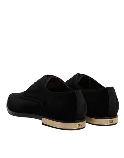 Chaussures Derby à lacets en velours et coton noir Dolce &amp; Gabbana