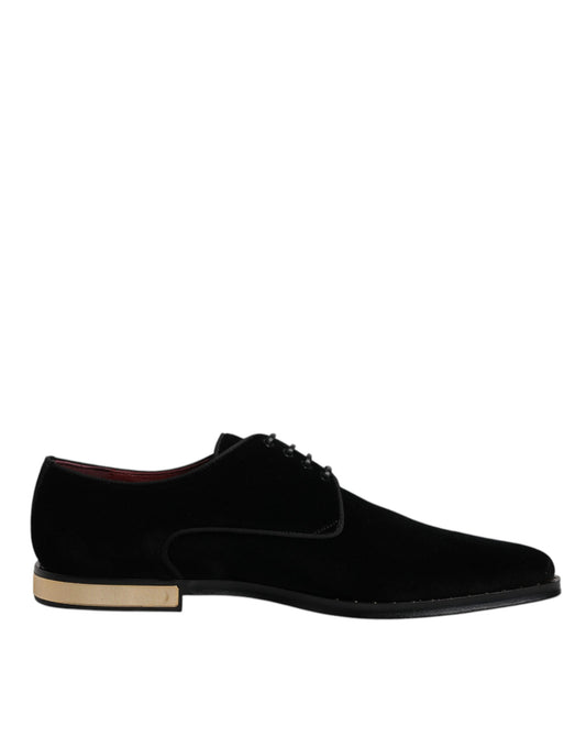 Chaussures Derby à lacets en velours et coton noir Dolce &amp; Gabbana