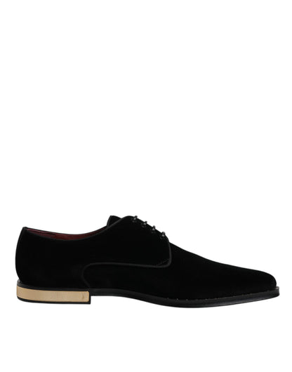 Chaussures Derby à lacets en velours et coton noir Dolce &amp; Gabbana