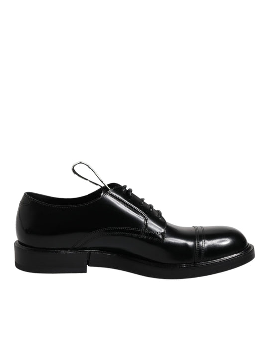 Chaussures habillées à lacets en cuir verni noir Dolce &amp; Gabbana