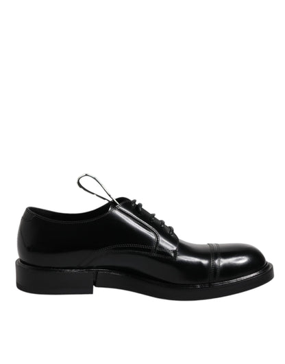 Chaussures habillées à lacets en cuir verni noir Dolce &amp; Gabbana