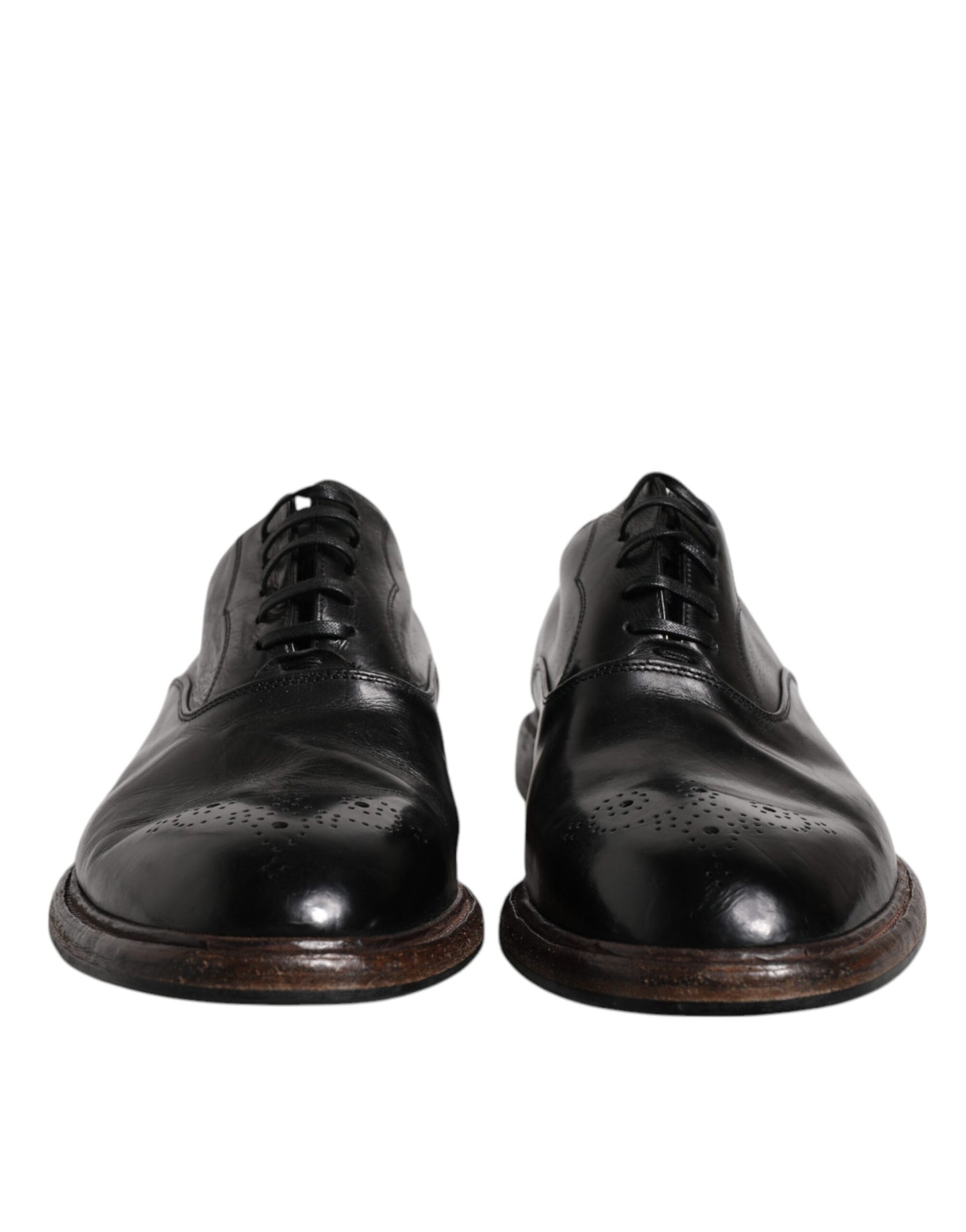 Chaussures Derby habillées à lacets en cuir noir Dolce &amp; Gabbana pour homme