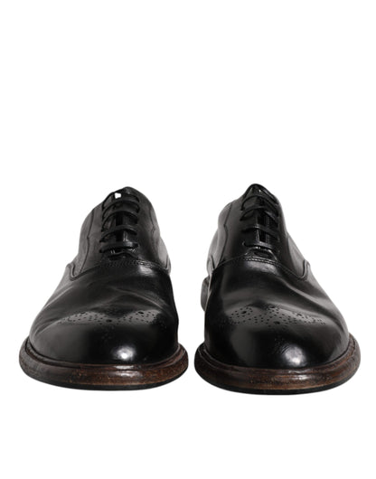 Chaussures Derby habillées à lacets en cuir noir Dolce &amp; Gabbana pour homme