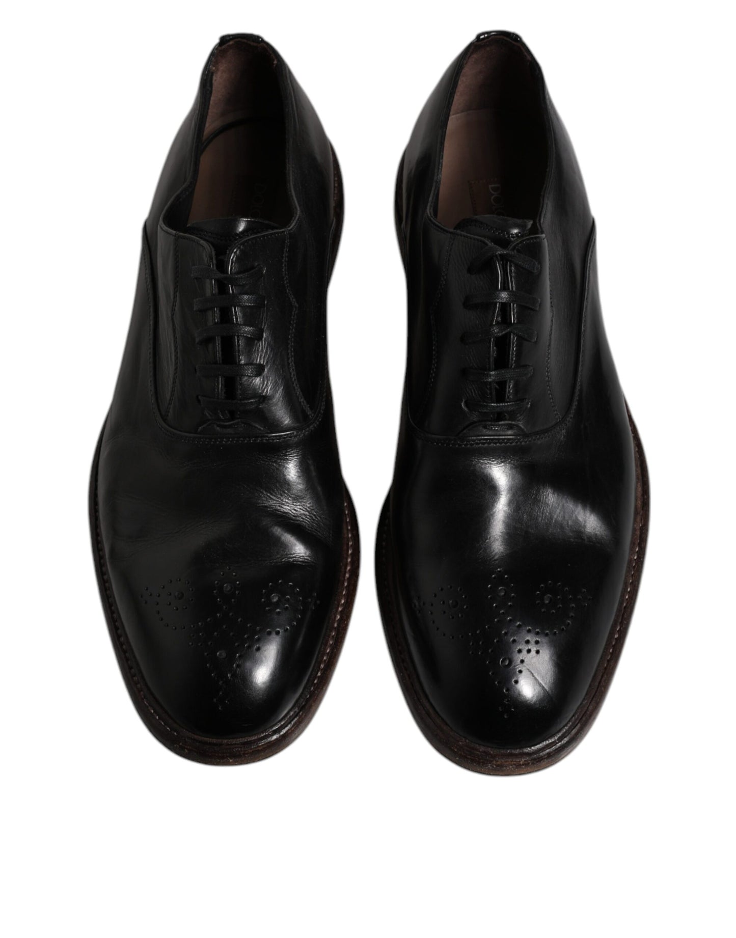 Chaussures Derby habillées à lacets en cuir noir Dolce &amp; Gabbana pour homme