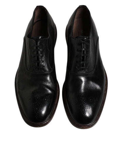 Chaussures Derby habillées à lacets en cuir noir Dolce &amp; Gabbana pour homme