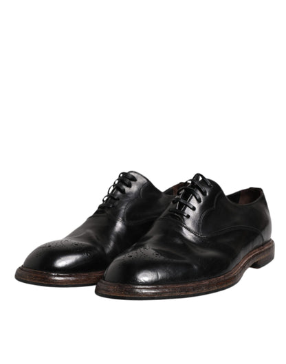 Chaussures Derby habillées à lacets en cuir noir Dolce &amp; Gabbana pour homme