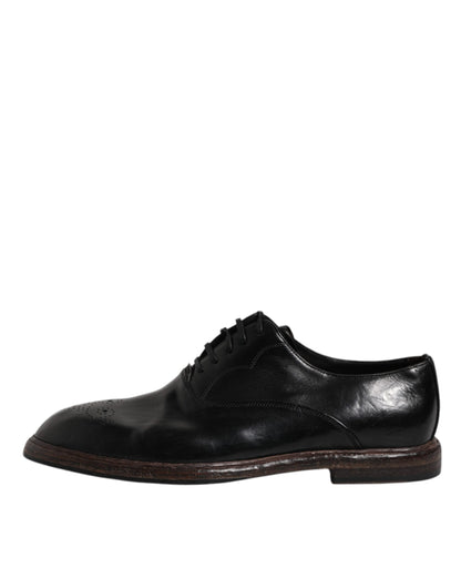 Chaussures Derby habillées à lacets en cuir noir Dolce &amp; Gabbana pour homme