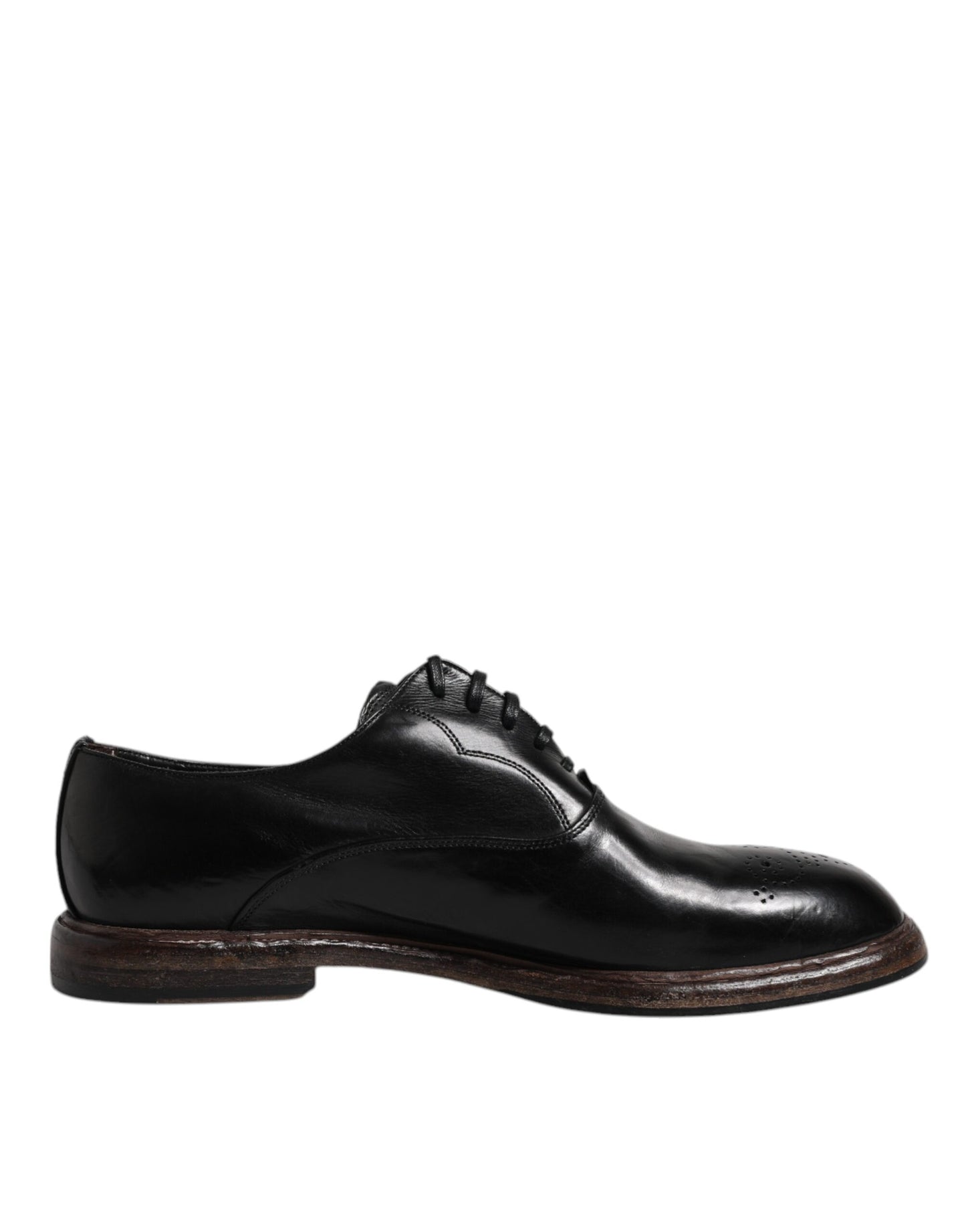 Chaussures Derby habillées à lacets en cuir noir Dolce &amp; Gabbana pour homme