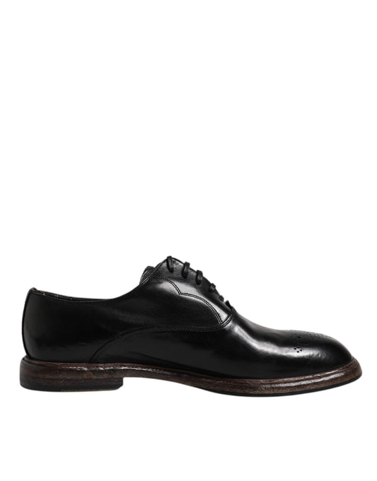 Chaussures Derby habillées à lacets en cuir noir Dolce &amp; Gabbana pour homme