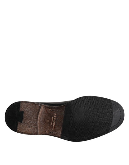 Chaussures Derby habillées à lacets en cuir noir Dolce &amp; Gabbana pour homme