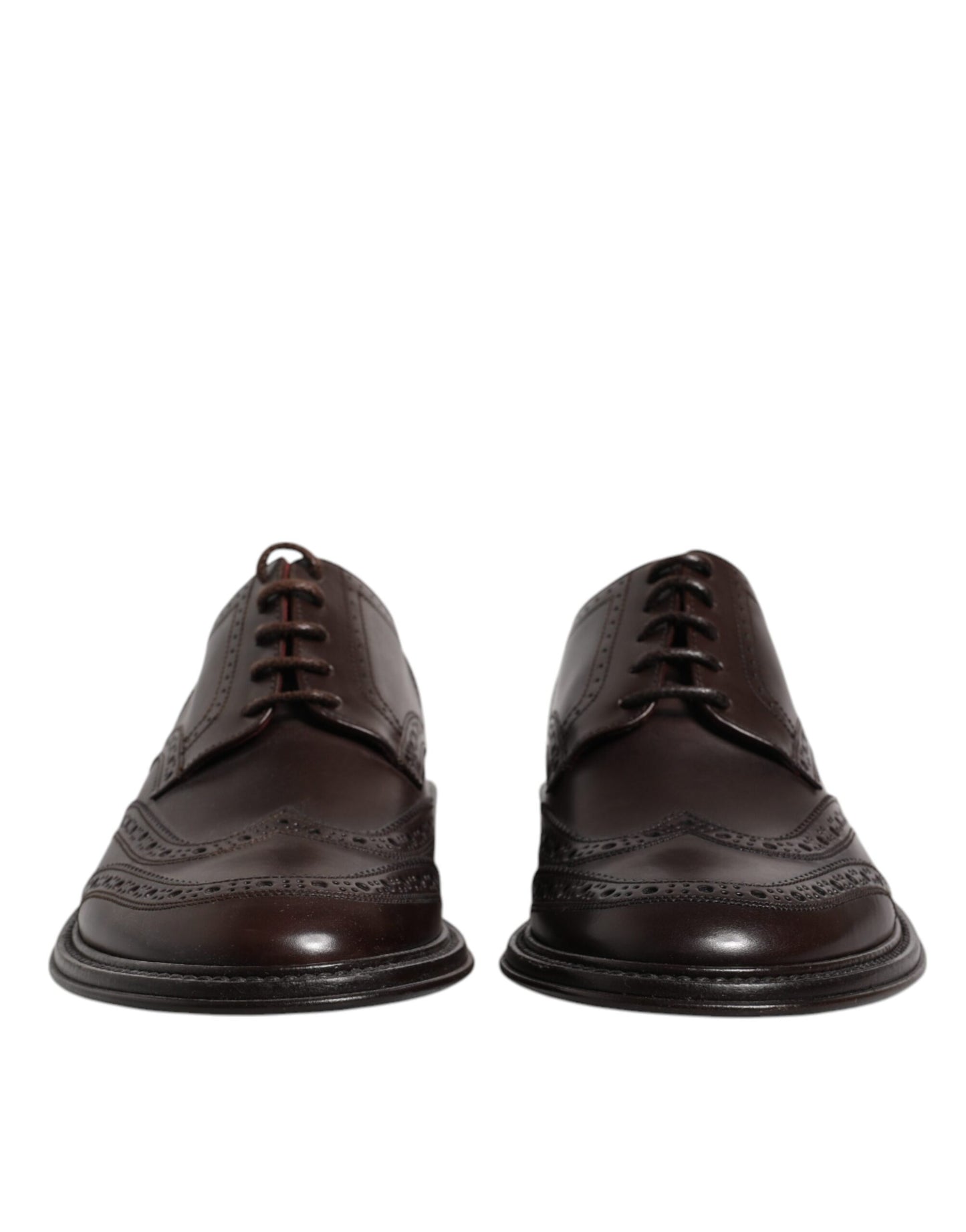 Chaussures habillées à lacets et bout golf en cuir marron Dolce &amp; Gabbana