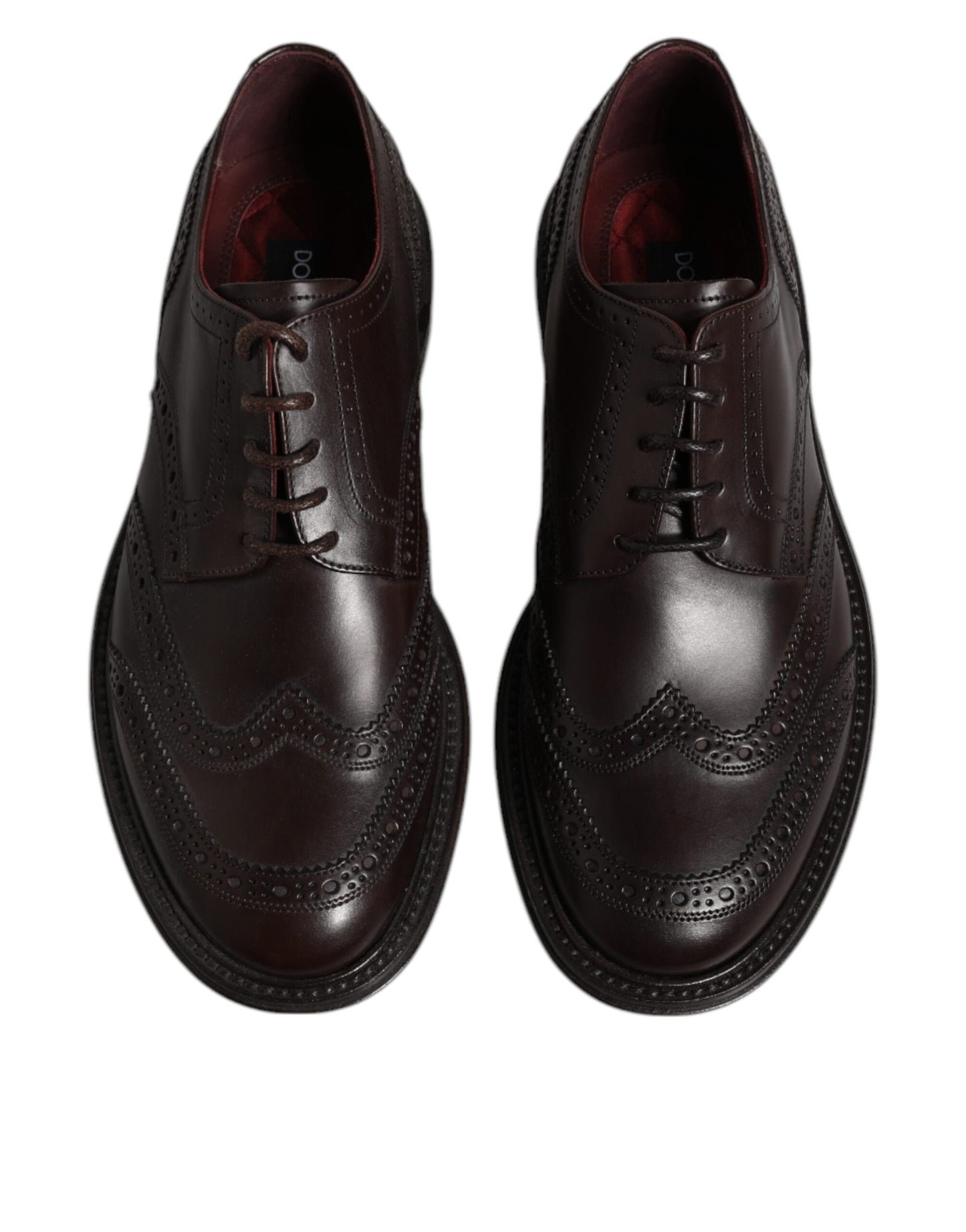 Chaussures habillées à lacets et bout golf en cuir marron Dolce &amp; Gabbana