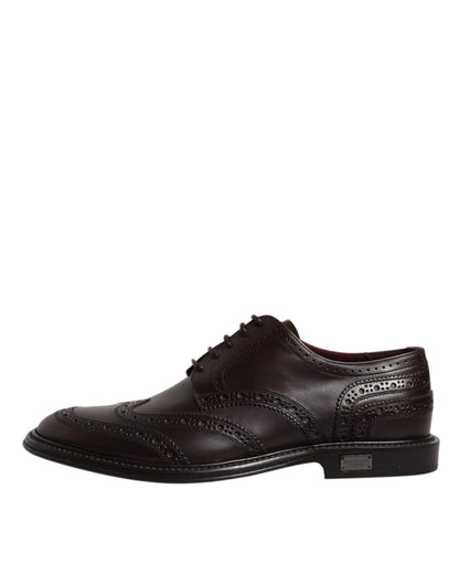 Chaussures habillées à lacets et bout golf en cuir marron Dolce &amp; Gabbana