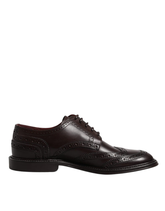 Chaussures habillées à lacets et bout golf en cuir marron Dolce &amp; Gabbana