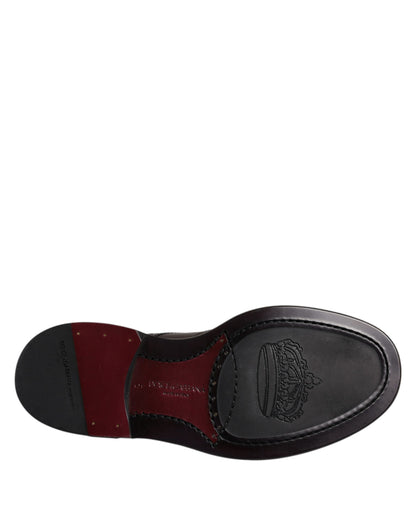Chaussures habillées à lacets et bout golf en cuir marron Dolce &amp; Gabbana