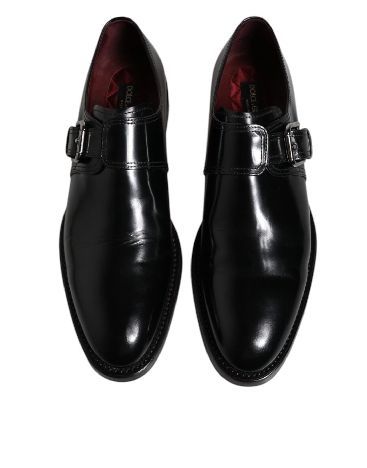 Dolce &amp; Gabbana Black Leather Monk Strap Derby Formal Shoes