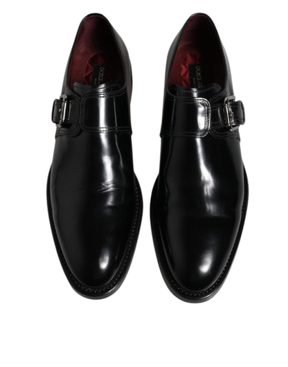 Dolce &amp; Gabbana Black Leather Monk Strap Derby Formal Shoes