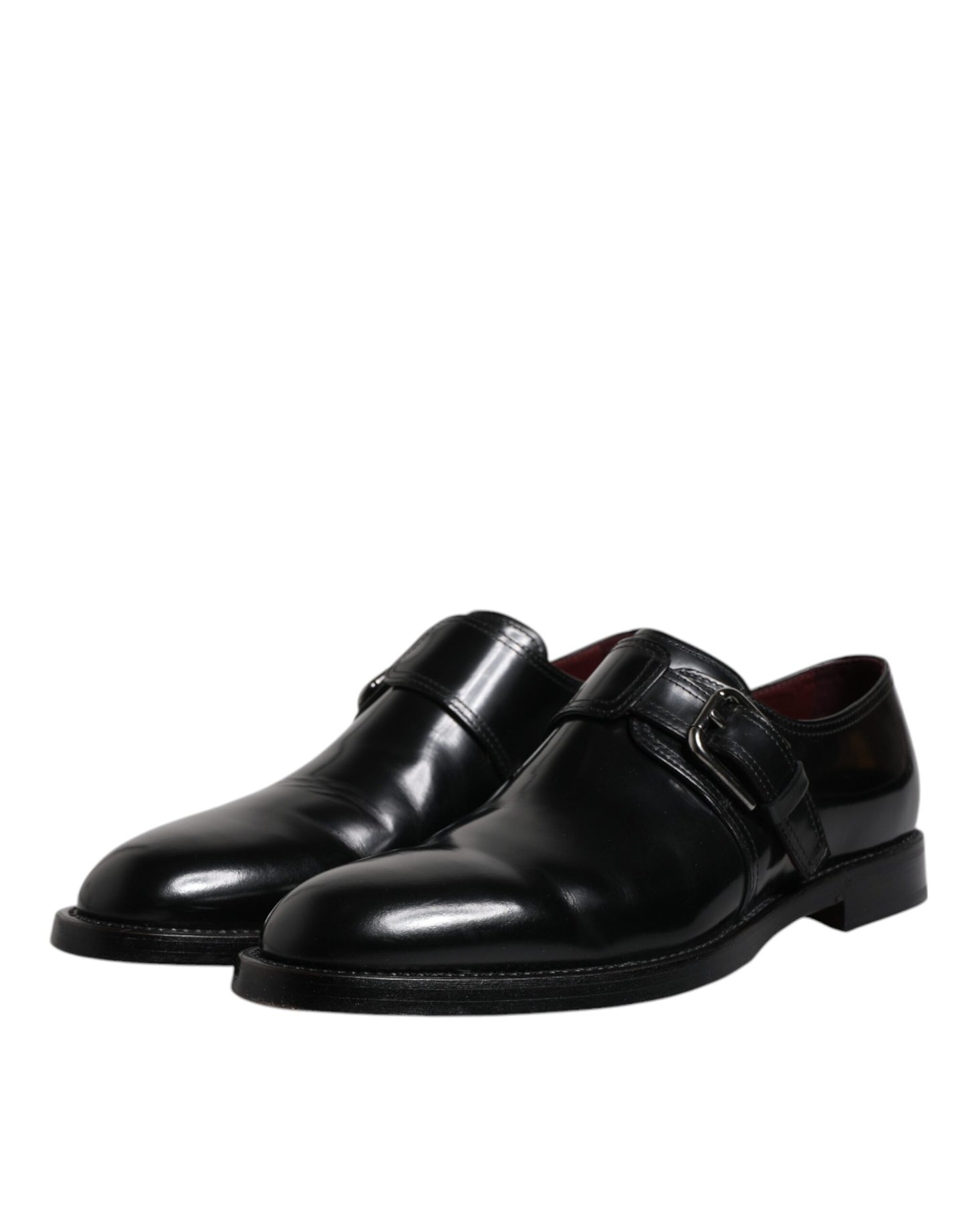 Dolce &amp; Gabbana Black Leather Monk Strap Derby Formal Shoes