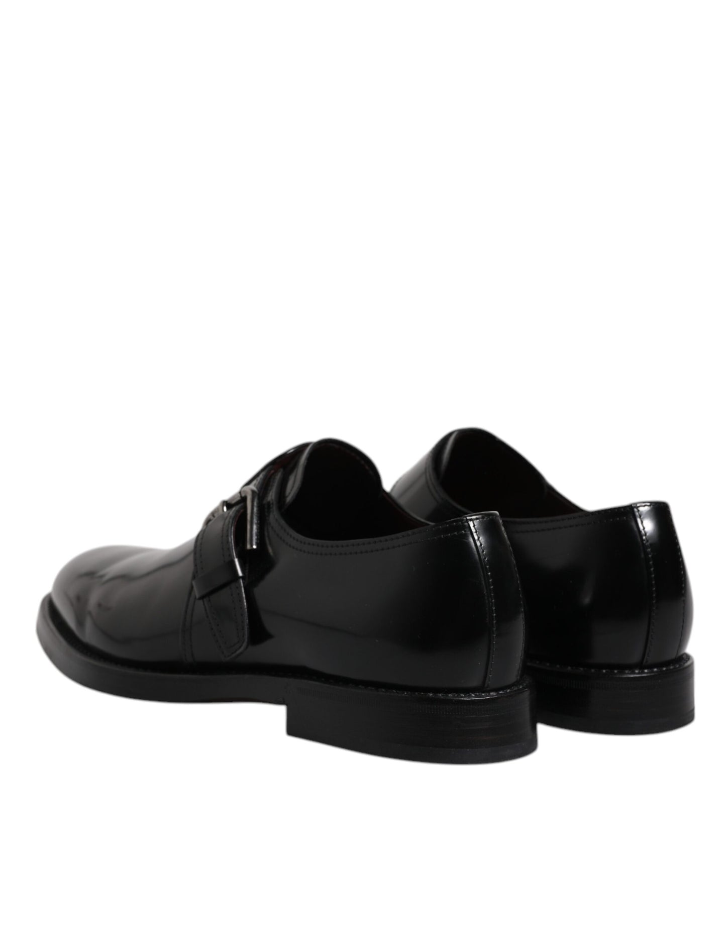 Dolce &amp; Gabbana Black Leather Monk Strap Derby Formal Shoes