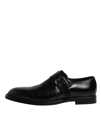 Dolce &amp; Gabbana Black Leather Monk Strap Derby Formal Shoes