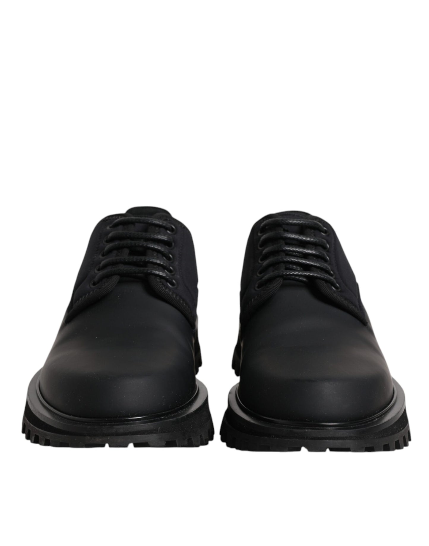 Dolce &amp; Gabbana Black Leather Lace Up Trekking Dress Shoes