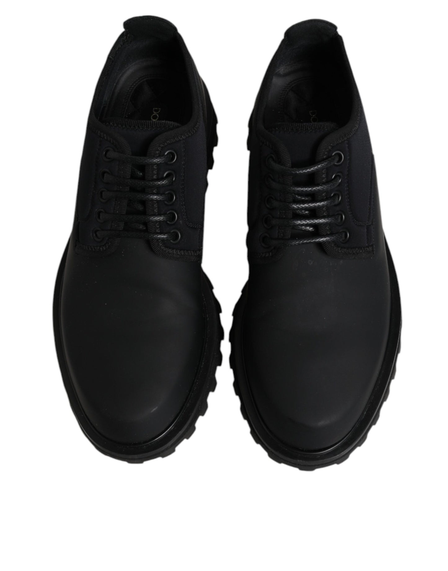 Dolce &amp; Gabbana Black Leather Lace Up Trekking Dress Shoes