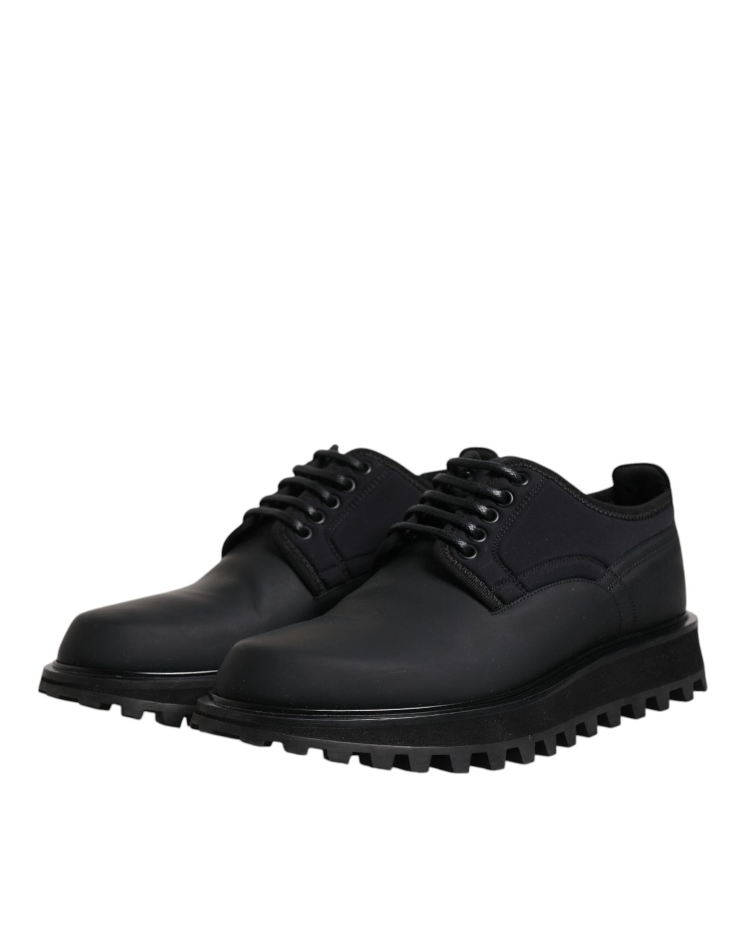 Dolce &amp; Gabbana Black Leather Lace Up Trekking Dress Shoes