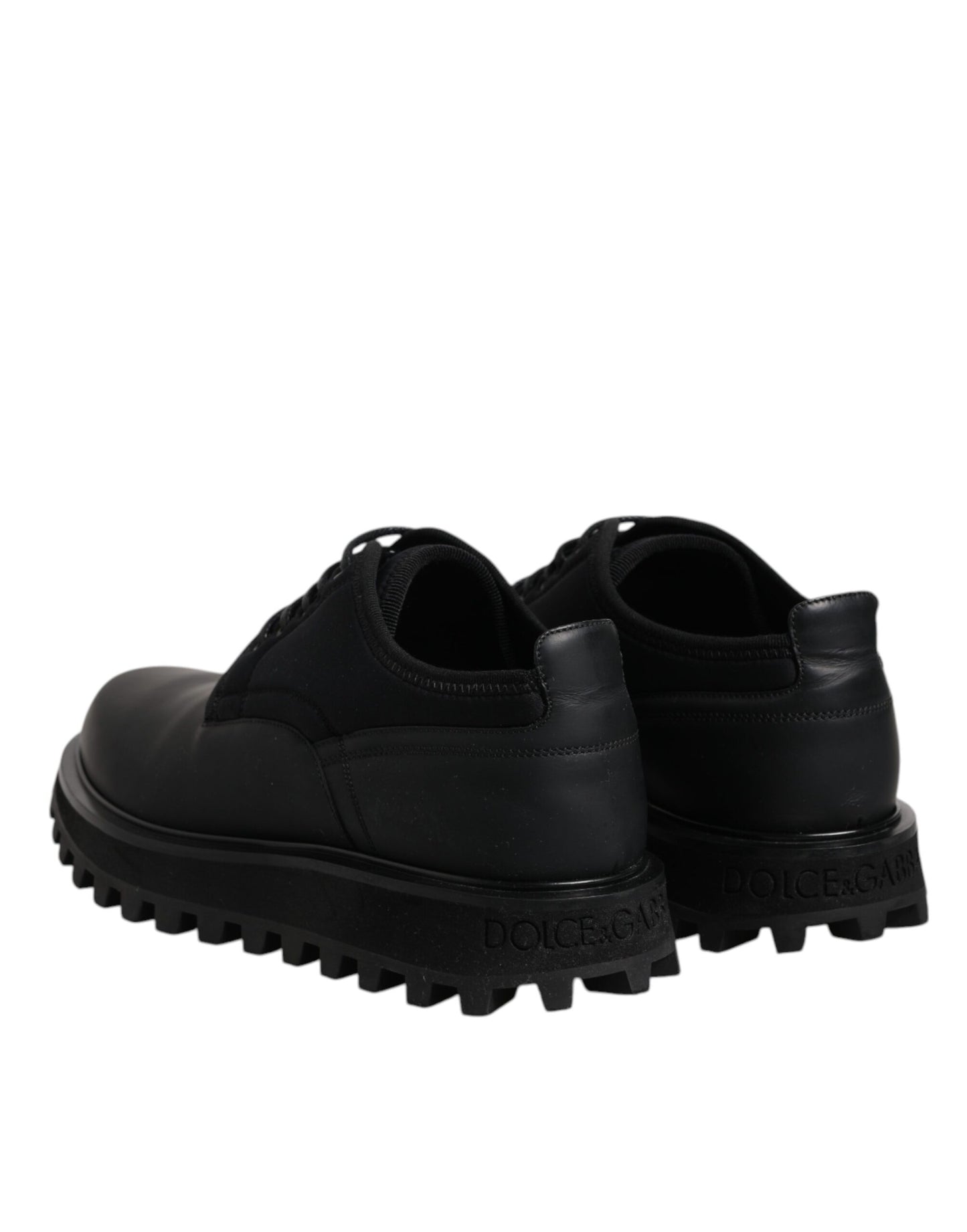 Dolce &amp; Gabbana Black Leather Lace Up Trekking Dress Shoes