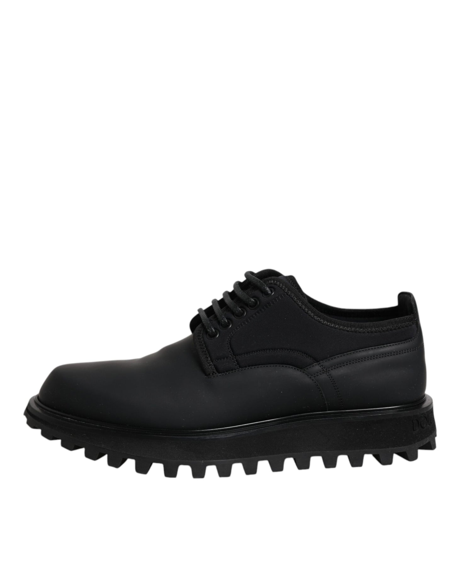 Dolce &amp; Gabbana Black Leather Lace Up Trekking Dress Shoes