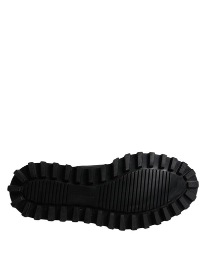 Dolce &amp; Gabbana Black Leather Lace Up Trekking Dress Shoes