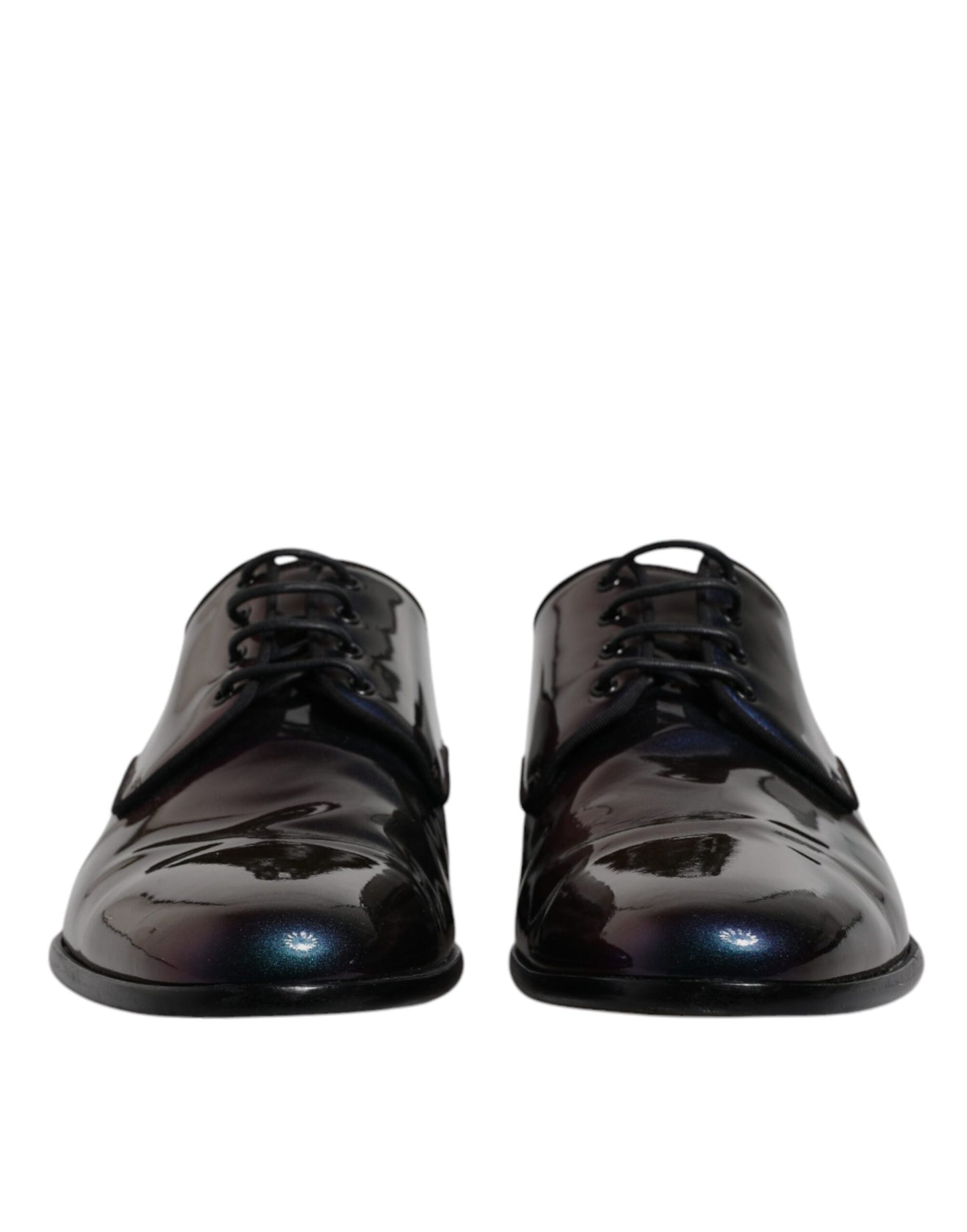 Dolce &amp; Gabbana Multicolor Peacock Patent Leather Derby Men Dress Shoes