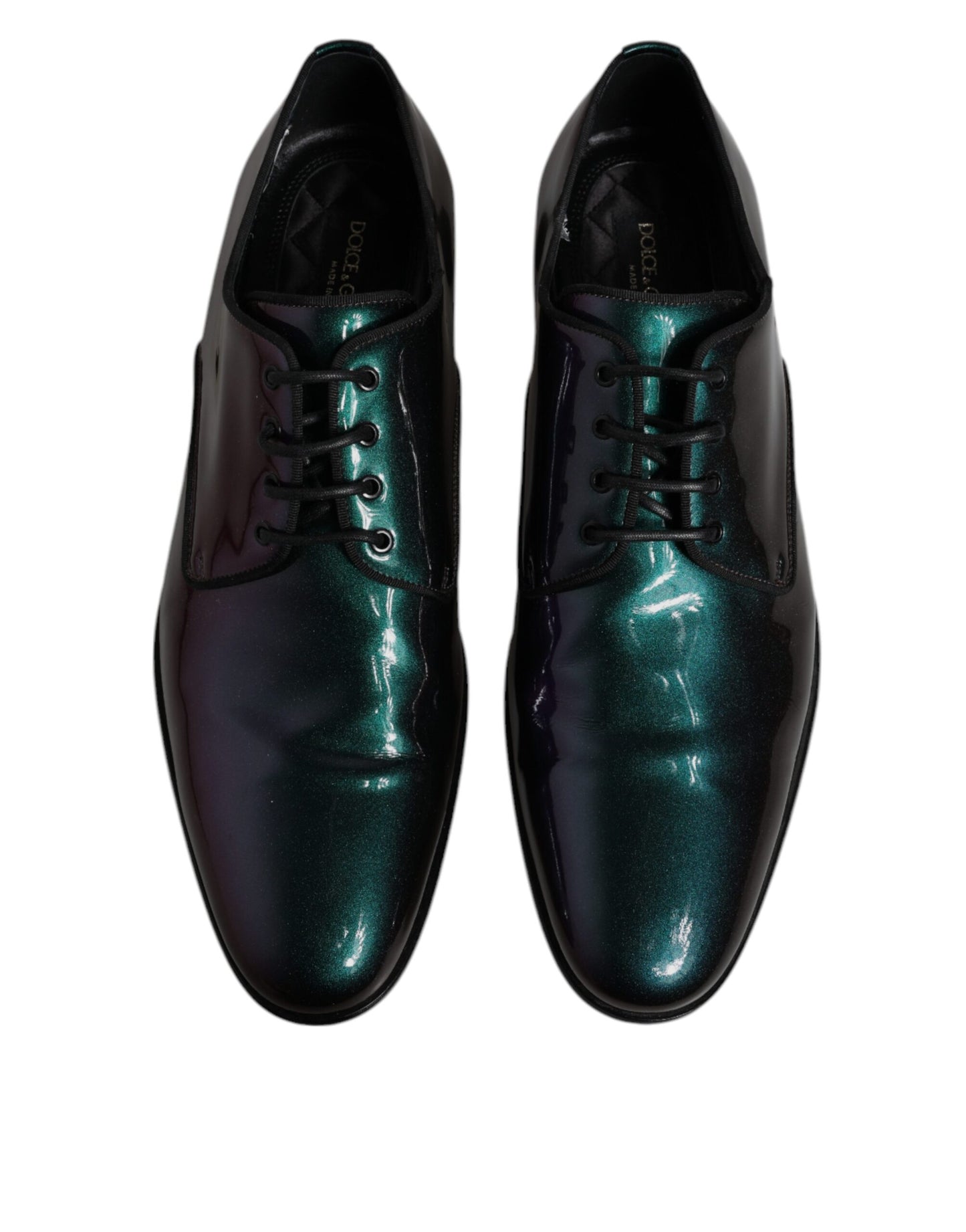 Dolce &amp; Gabbana Multicolor Peacock Patent Leather Derby Men Dress Shoes