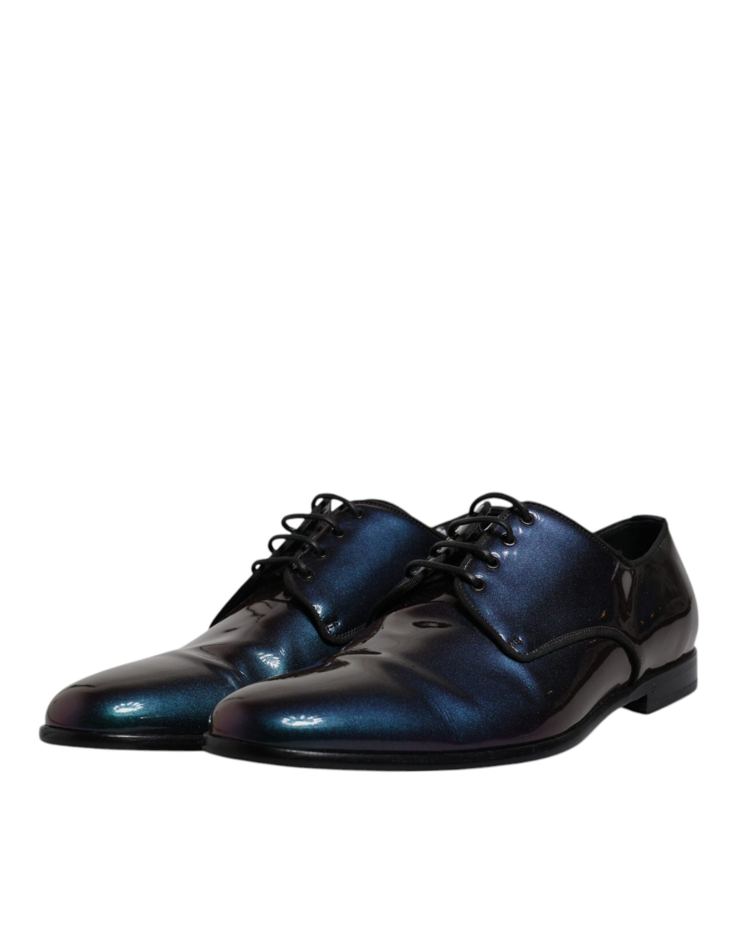 Dolce &amp; Gabbana Multicolor Peacock Patent Leather Derby Men Dress Shoes