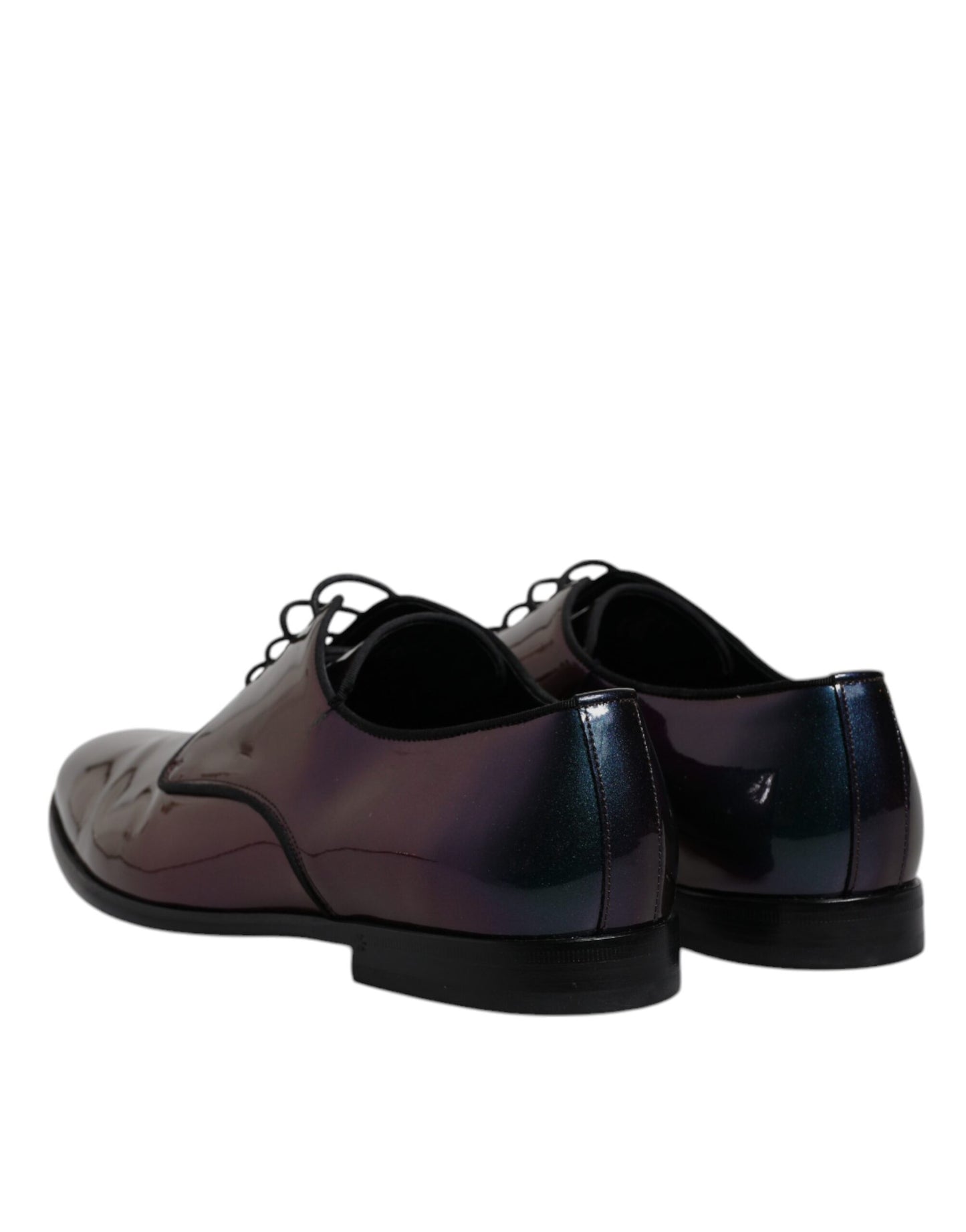 Dolce &amp; Gabbana Multicolor Peacock Patent Leather Derby Men Dress Shoes