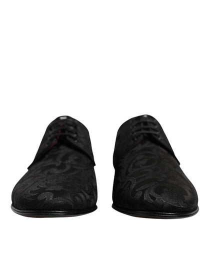 Dolce &amp; Gabbana Black Jacquard Lace Up Derby Dress Shoes