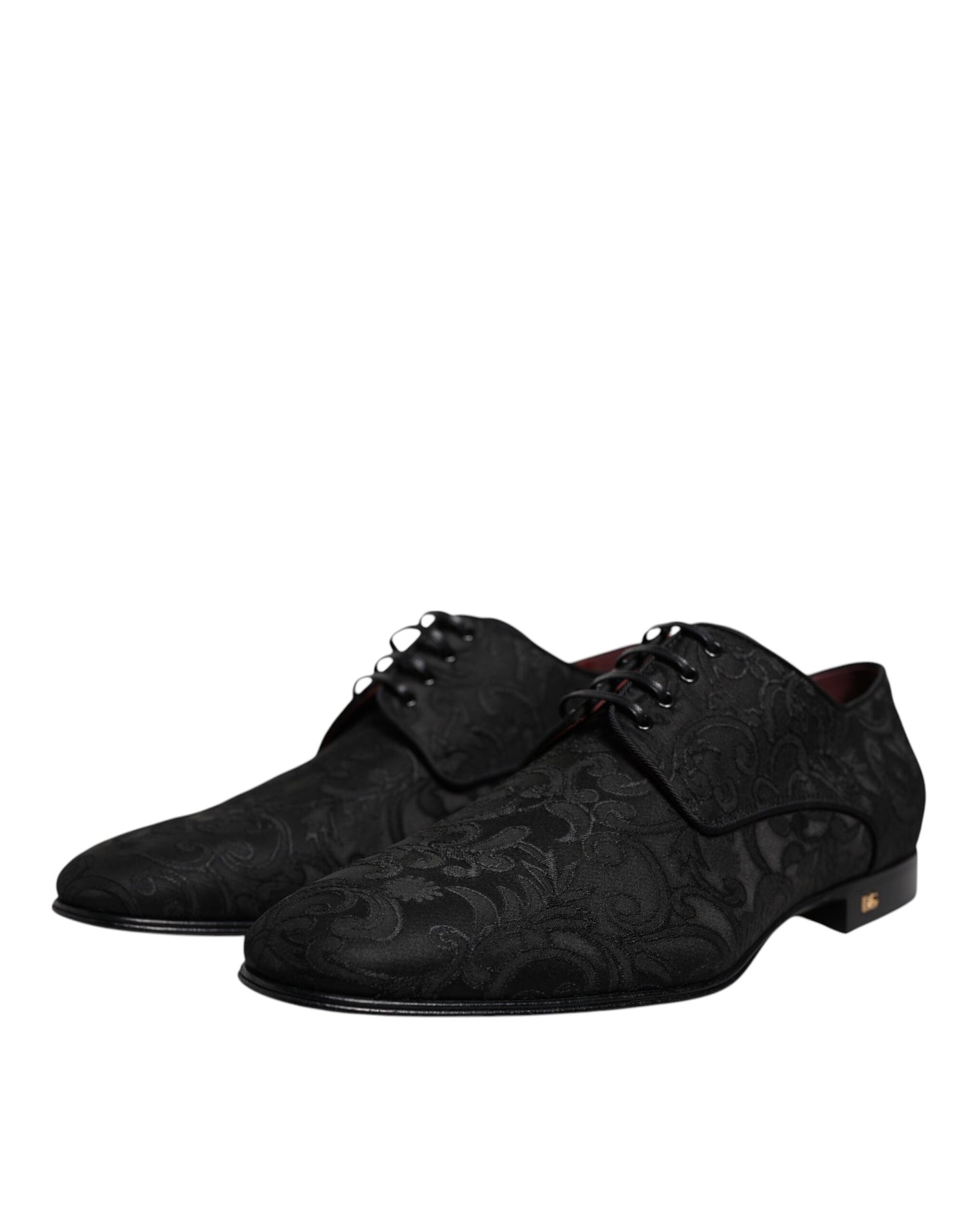 Dolce &amp; Gabbana Black Jacquard Lace Up Derby Dress Shoes