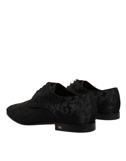 Dolce &amp; Gabbana Black Jacquard Lace Up Derby Dress Shoes
