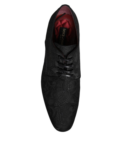 Dolce &amp; Gabbana Black Jacquard Lace Up Derby Dress Shoes