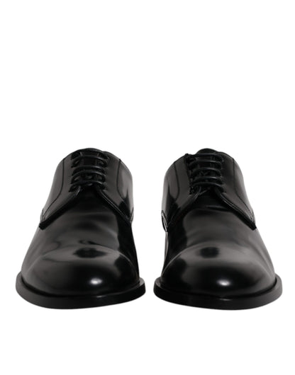 Dolce &amp; Gabbana Black Calfskin Leather Derby Lace Up Formal Dress Shoes