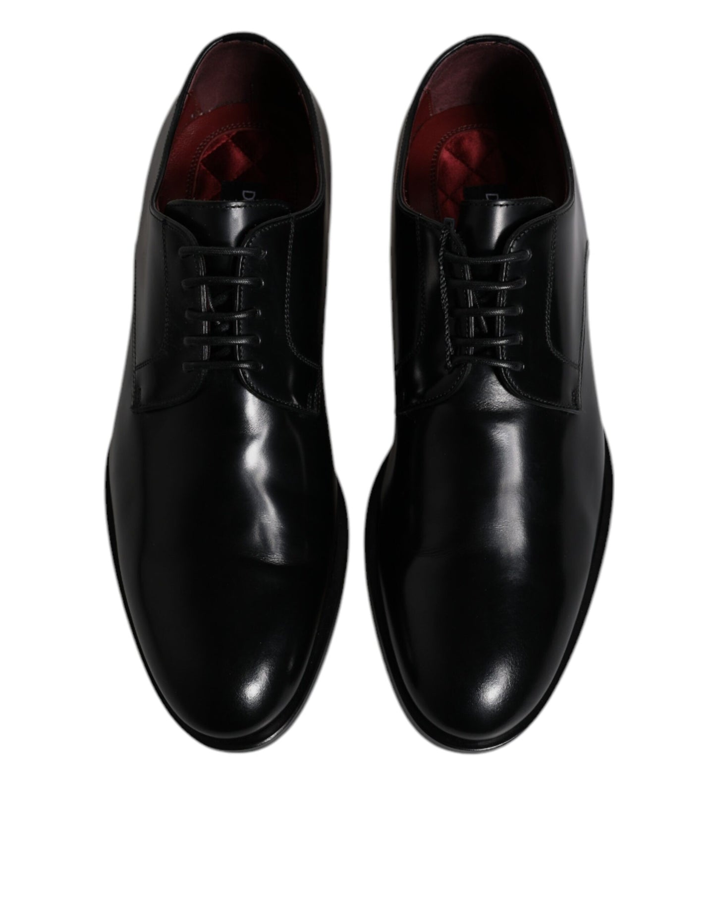 Dolce &amp; Gabbana Black Calfskin Leather Derby Lace Up Formal Dress Shoes