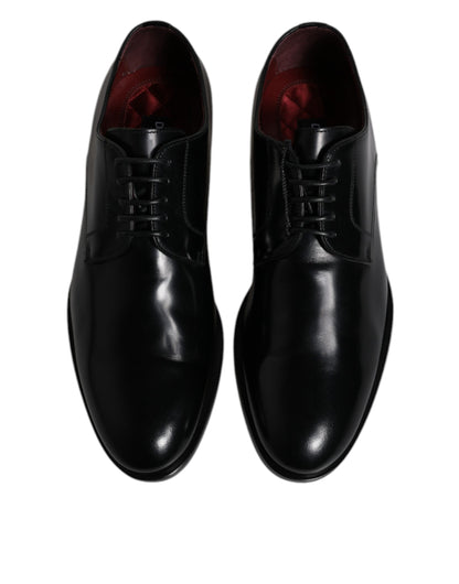 Dolce &amp; Gabbana Black Calfskin Leather Derby Lace Up Formal Dress Shoes