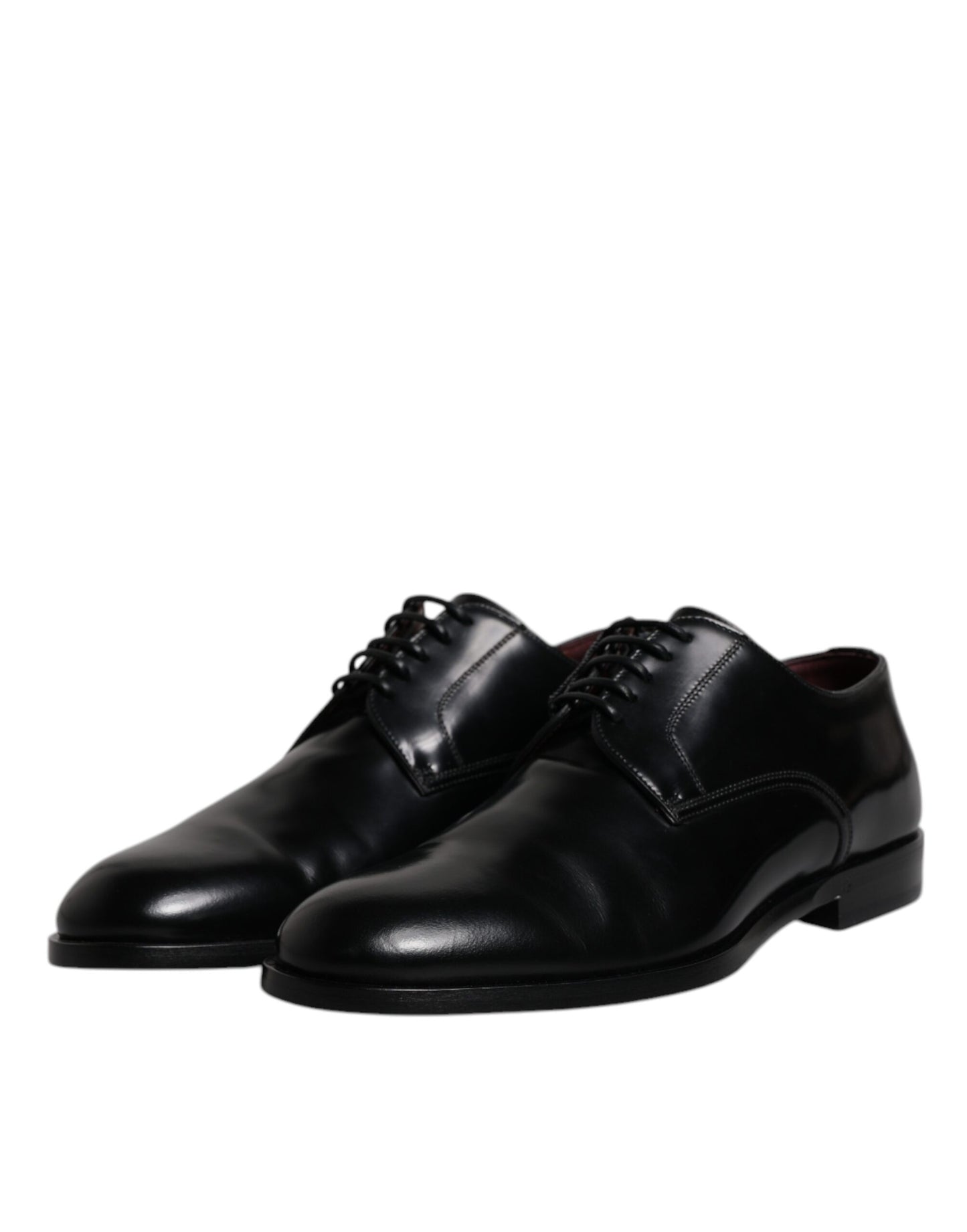 Dolce &amp; Gabbana Black Calfskin Leather Derby Lace Up Formal Dress Shoes